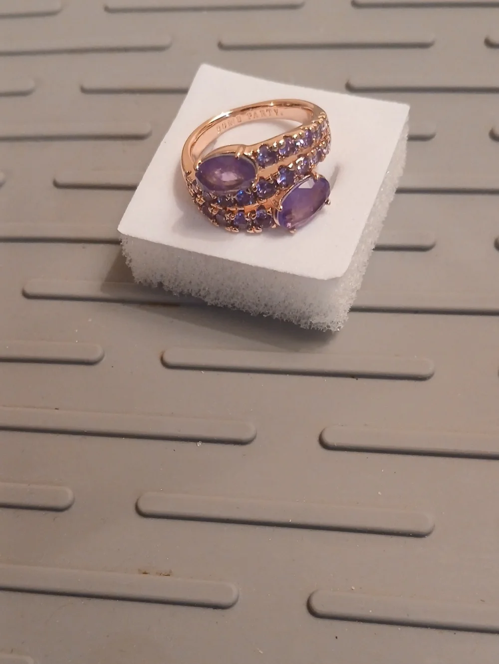 Bomb Party Wrapped In Joy Amethyst Bypass Ring Rose Gold Size 8